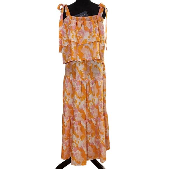 MICHELLE MCDOWELL Sadie Spring Blooms Orange 2pc Set, Size Medium - Picture 3 of 16